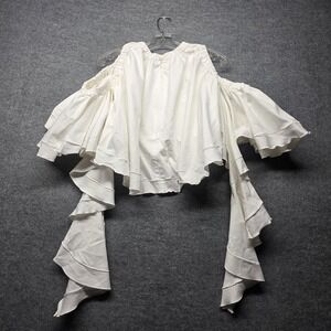 ELLERY White Ruffle Sleeve Blouse Top Women's Size 2 Flared Cascade Sleeves